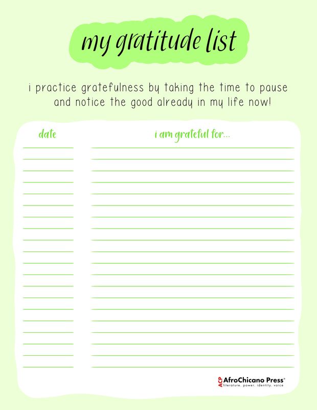 Gratitude List — AfroChicano Press